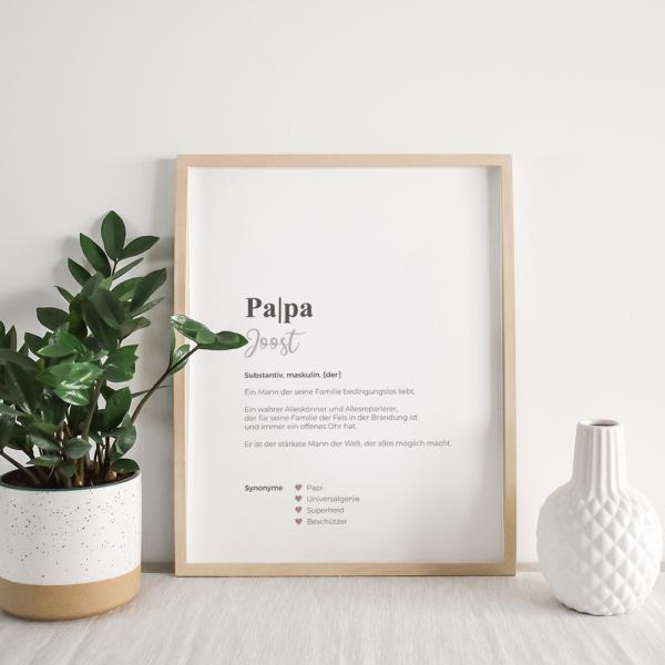 Definitionsposter "Papa 1" | Geschenkidee | Personalisiert  | individuelles Bild | Wörterbuch